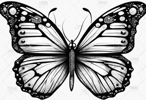 Soft butterfly on Indra's diamond network tattoo idea