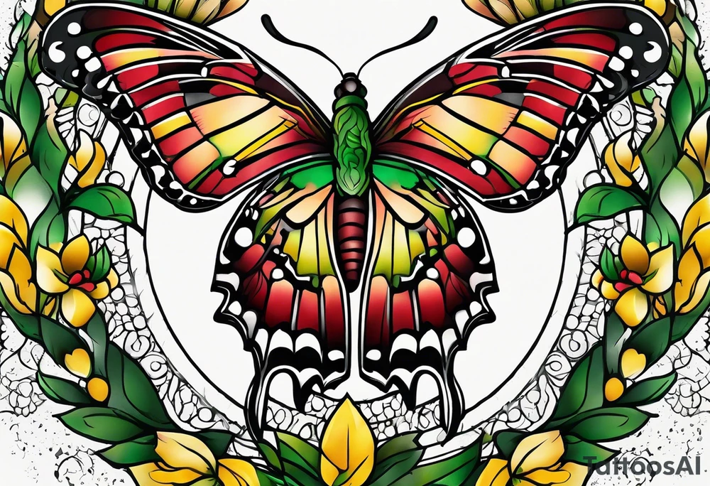 Number 24 with colors green, yellow, maroon and black tattoo idea