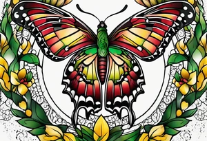 Number 24 with colors green, yellow, maroon and black tattoo idea