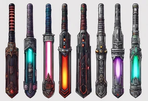 3 starwars lightsabers with each one being the birth month color for May, July, January tattoo idea