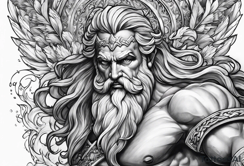Zeus, Poseidon, Hades, full sleeve tattoo idea