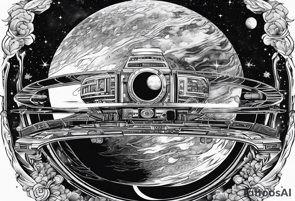 computer, space, fire tattoo idea