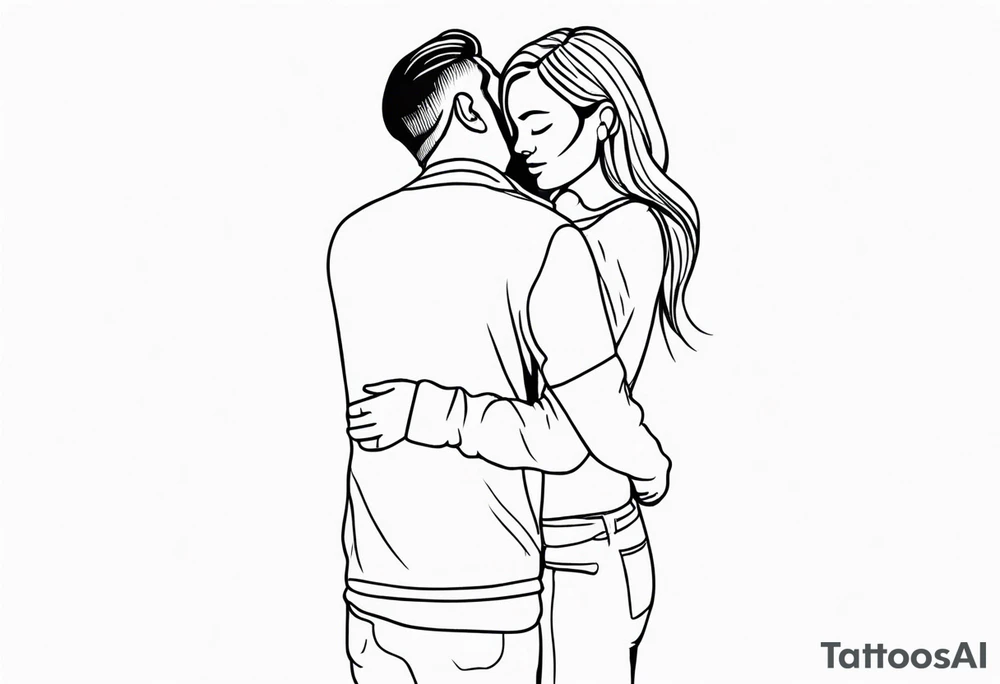 outline of people hugging tattoo idea