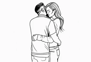 outline of people hugging tattoo idea