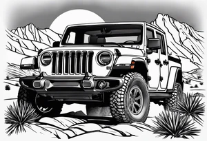 jeep gladiator dessert mountain Joshua tree tattoo idea
