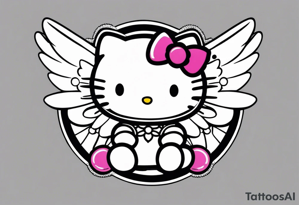 angel hello kitty with halo tattoo idea