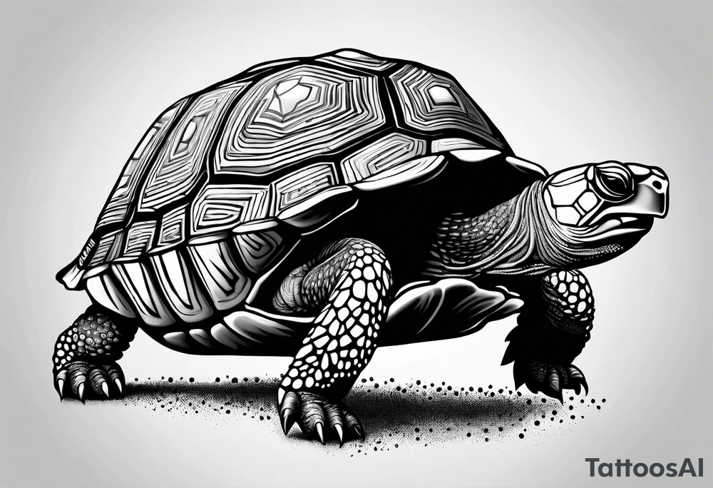 Side profile, tortoise drawn entirely from spots. tattoo idea