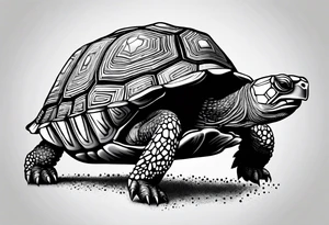 Side profile, tortoise drawn entirely from spots. tattoo idea