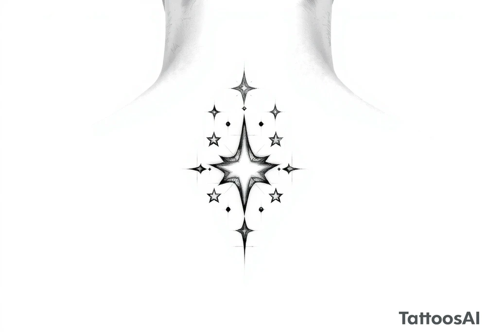 Hand tattoo stars and dots tattoo idea