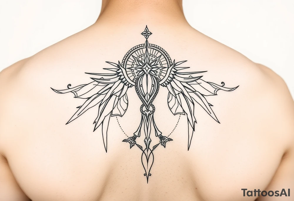 Femme spiritual fine line arm tattoo idea