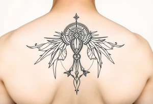 Femme spiritual fine line arm tattoo idea
