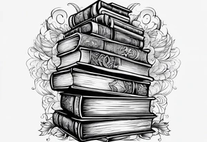 A jigsaw puzzle of a stack of books tattoo idea