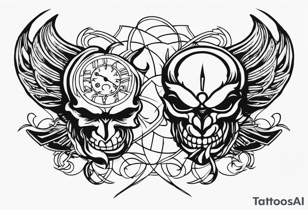 Good and evil greed tattoo idea