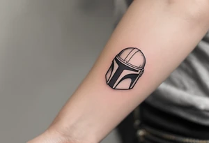 Custom Mandalorian helmet tattoo idea