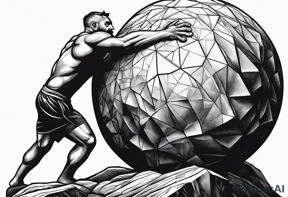 sisyphus rolling a boulder tattoo idea