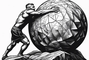 sisyphus rolling a boulder tattoo idea