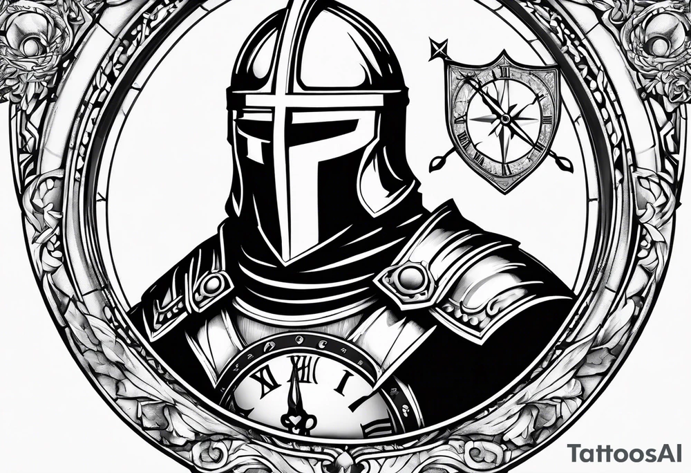 knight templar with clock tattoo idea