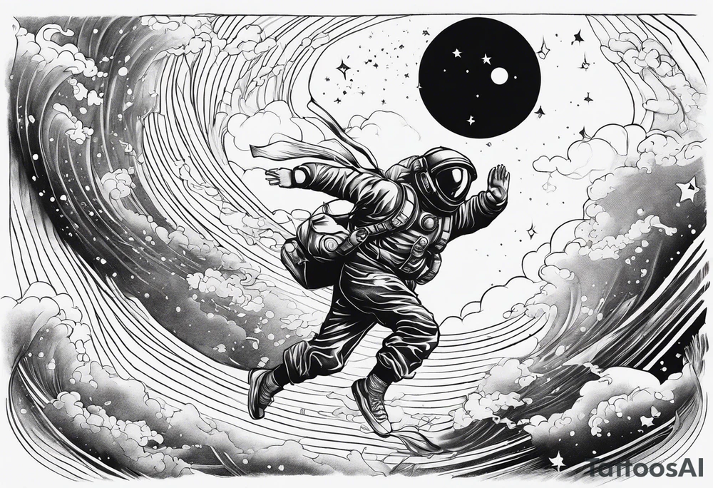 Man falling from space to earth tattoo idea