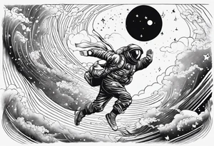 Man falling from space to earth tattoo idea