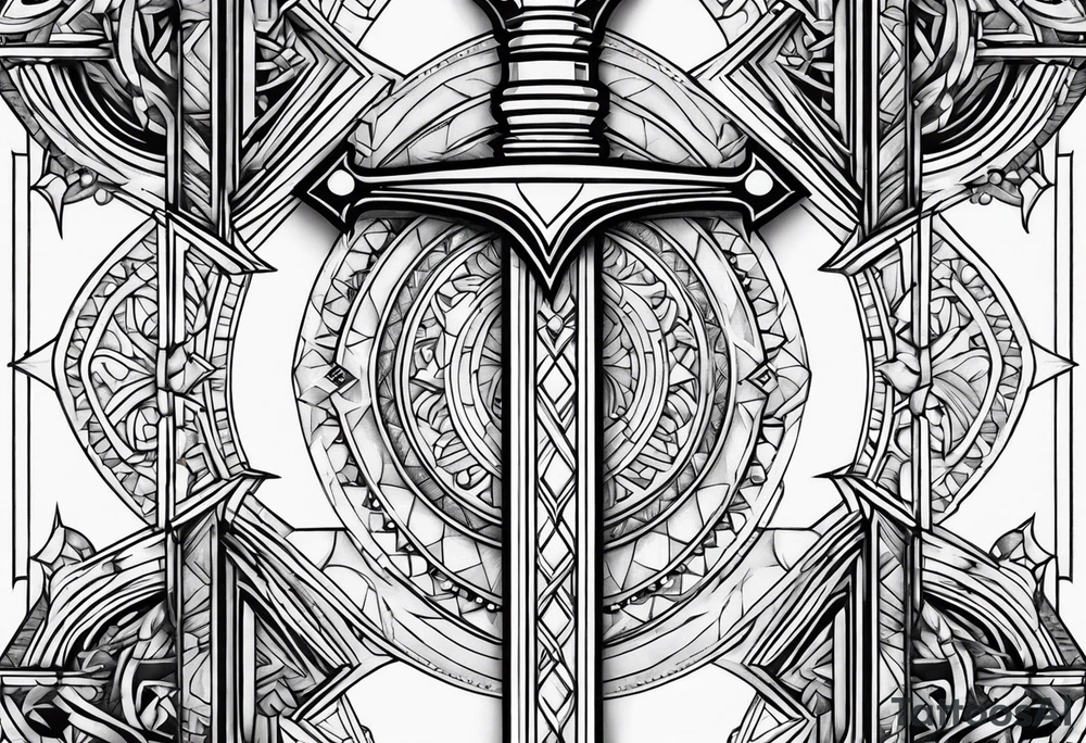 geometric, sword tattoo idea