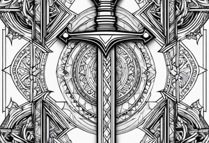 geometric, sword tattoo idea