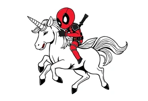 Deadpool riding unicorn tattoo idea