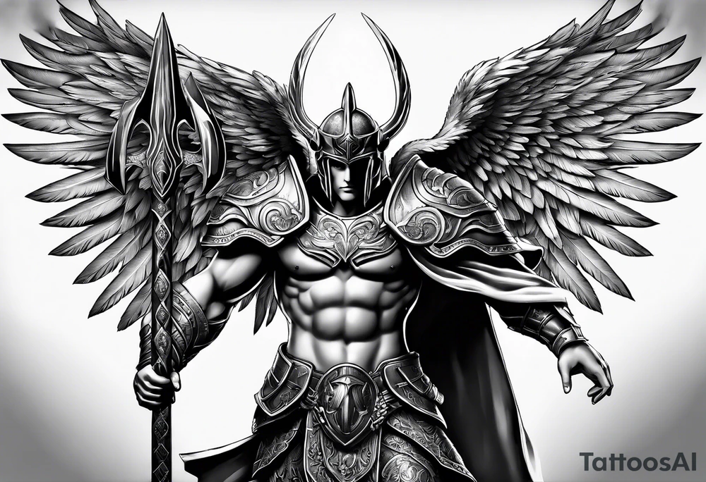 ares figure, angel tattoo idea