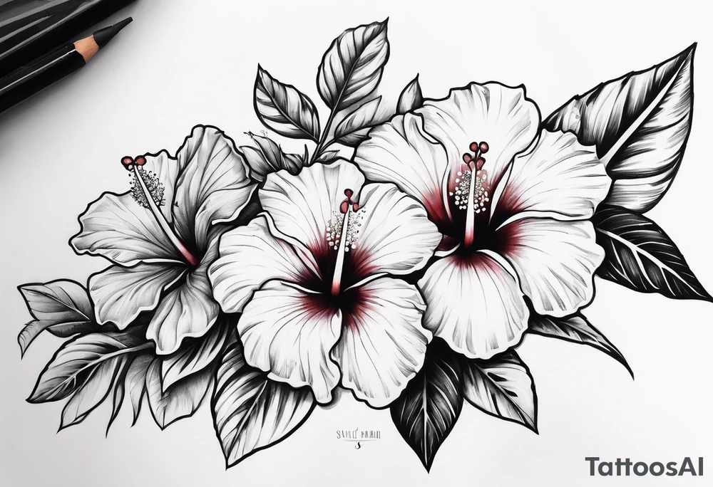 a hibiscus flower branch starting from wrist to shoulder, going around whole arm tattoo idea