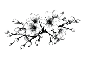 Cherry blossom branchwith rund petals tattoo idea