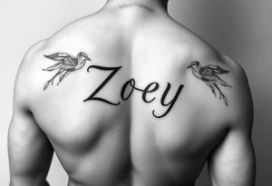 Arm tattoo for men with the name Zoey tattoo idea