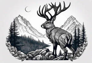jackelope  mountain forest tattoo idea