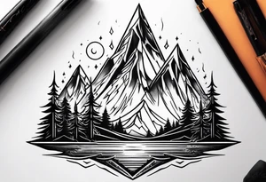 Strong mountain with a flame tattoo idea