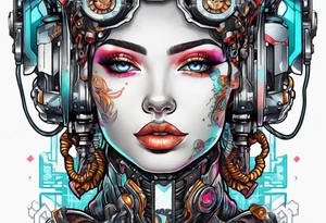 pop art cyborg girl tattoo idea