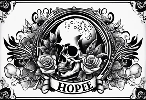 polka trash style tattoo that depicts hope and has lettering that says fuck cancer tattoo idea