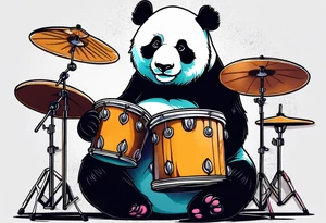 Panda playing drums tattoo idea