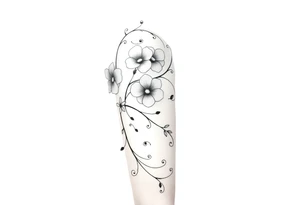 Swirly, art deco, filigree style entangled morning glory vine tattoo idea