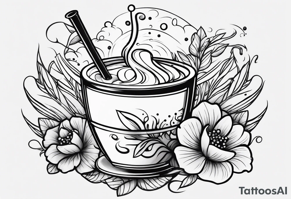 Dancing boba tea tattoo idea