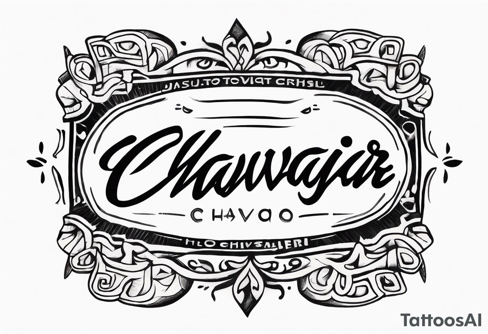 Arm sleeve with old-school cursive letters
With the text “ChavaJr” just the text tattoo idea