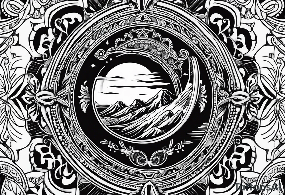 Mexican vihuela with a sunrise tattoo idea