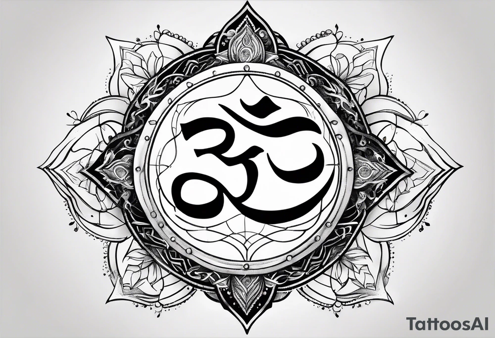 Powerful om symbol with Aquarius constellation tattoo idea