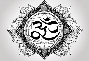 Powerful om symbol with Aquarius constellation tattoo idea