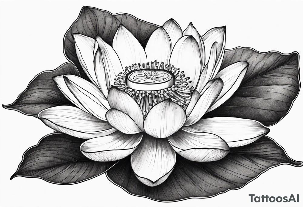 Lotus flower with stem tattoo idea