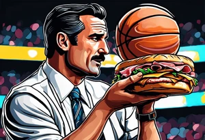 Don Draper eating a ham sandwich at a basketball game tattoo idea