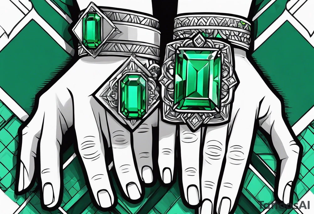 Emerald tattoo ring finger wedding band tattoo idea