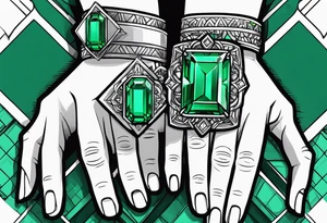 Emerald tattoo ring finger wedding band tattoo idea