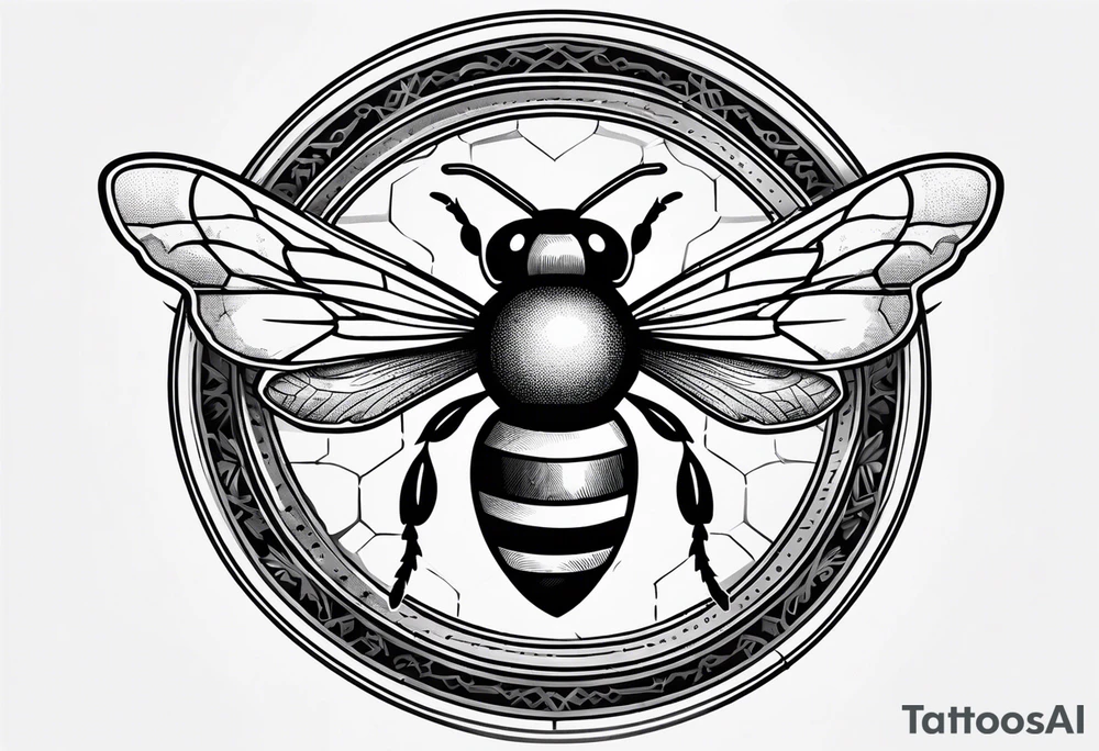 a bee inside of a emblem, like a family blason tattoo idea