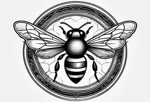 a bee inside of a emblem, like a family blason tattoo idea