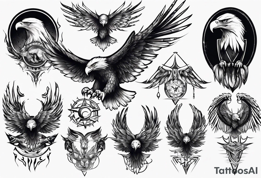 mystical eagle tattoo idea