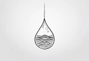 small water drop falling into calm ocean tattoo idea