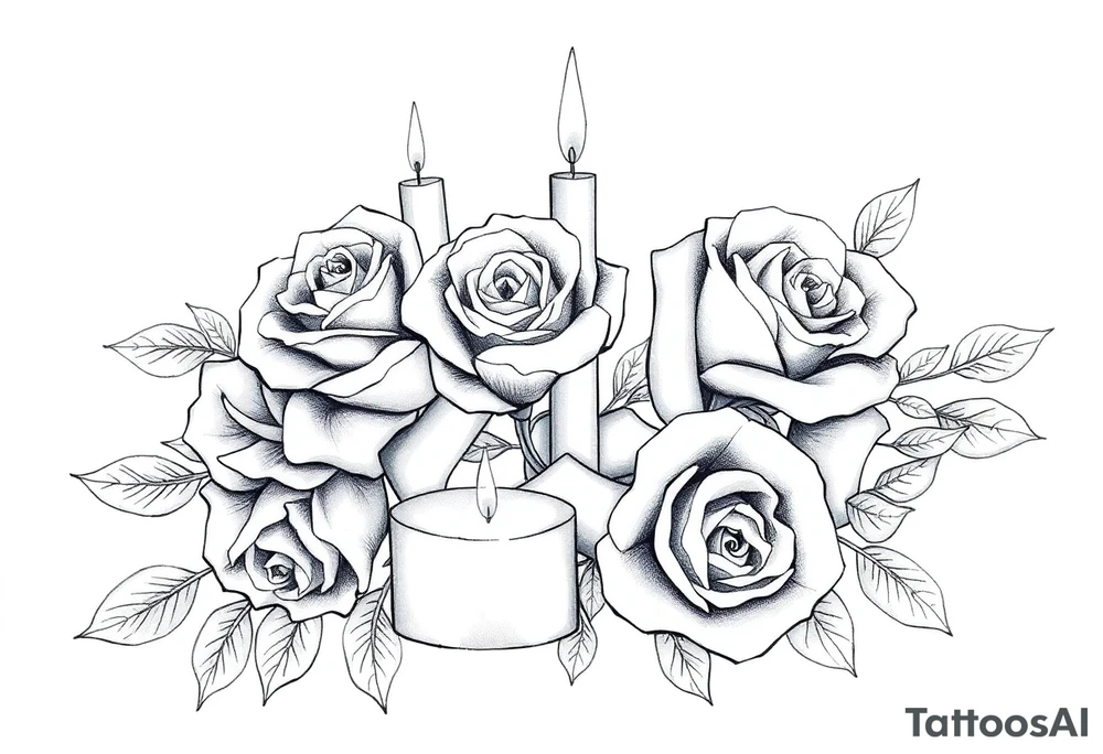 Passed love one, roses, candles, blue tattoo idea